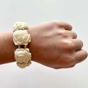 Elegant White Rose Bracelet